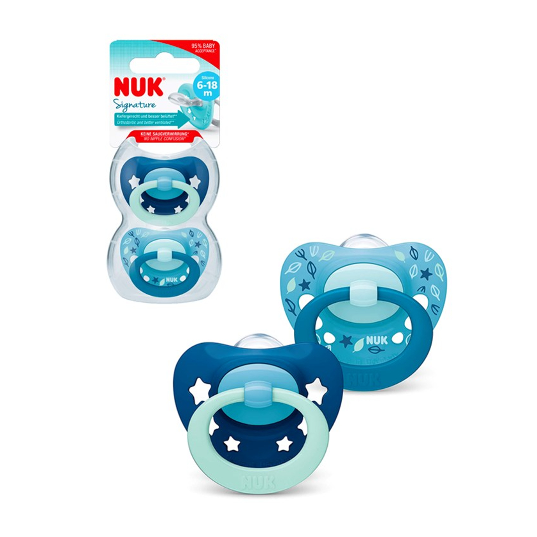 Chupetes de Latex Nuk 3 x 2 de 0 – 6 meses Azul 3 unidades