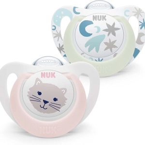 Chupete NUK Star Dia y Noche Luminoso 0-6 m x2